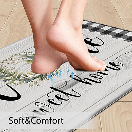 Miniatura 45 de MAYHMYO Tapetes de cocina de 1/2 pulgada, color blanco y negro, tapetes de cocina de granja, antifatiga, acolchados para piso, antideslizantes