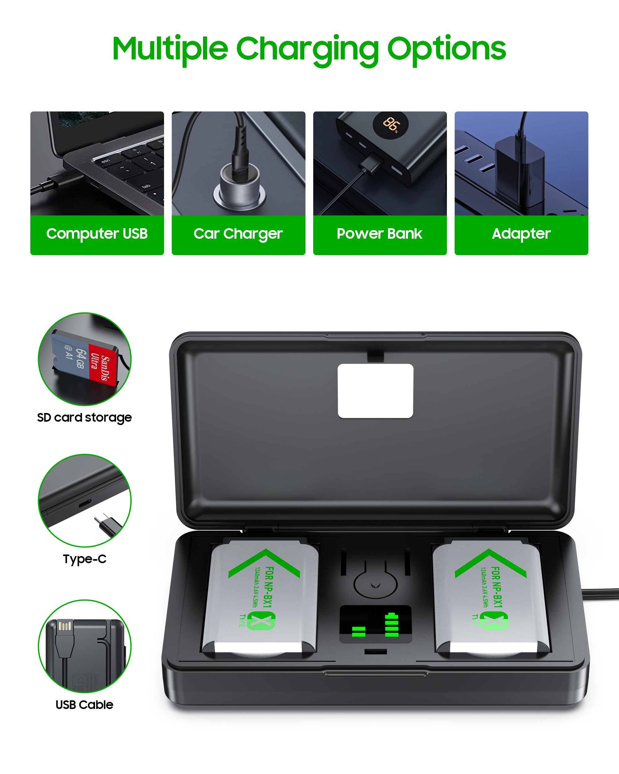 Amazon.com: NP-BX1 Camera Battery (2 Pack) and 2-Channel USB