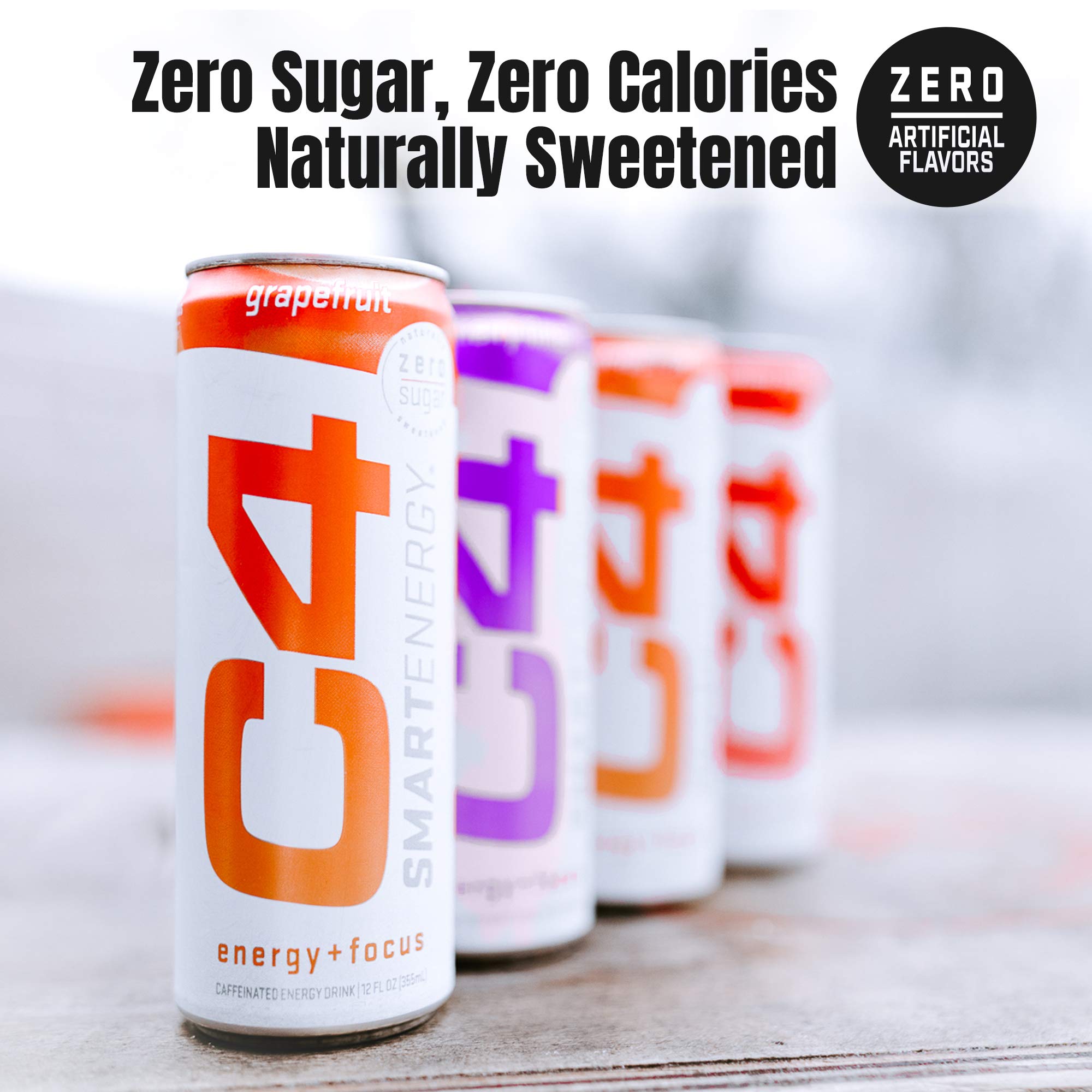 C4 Smart Natural Energy Drinks with Zero Sugar and Zero Calories, Sugar Free, Zero Carbs