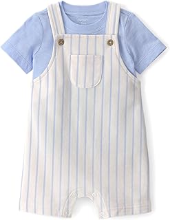 Carter's Baby Boy 2-Piece Striped Overall Set | Toddler Cotton Overall Outfit with Button Closure | Comfortable Playwear f...