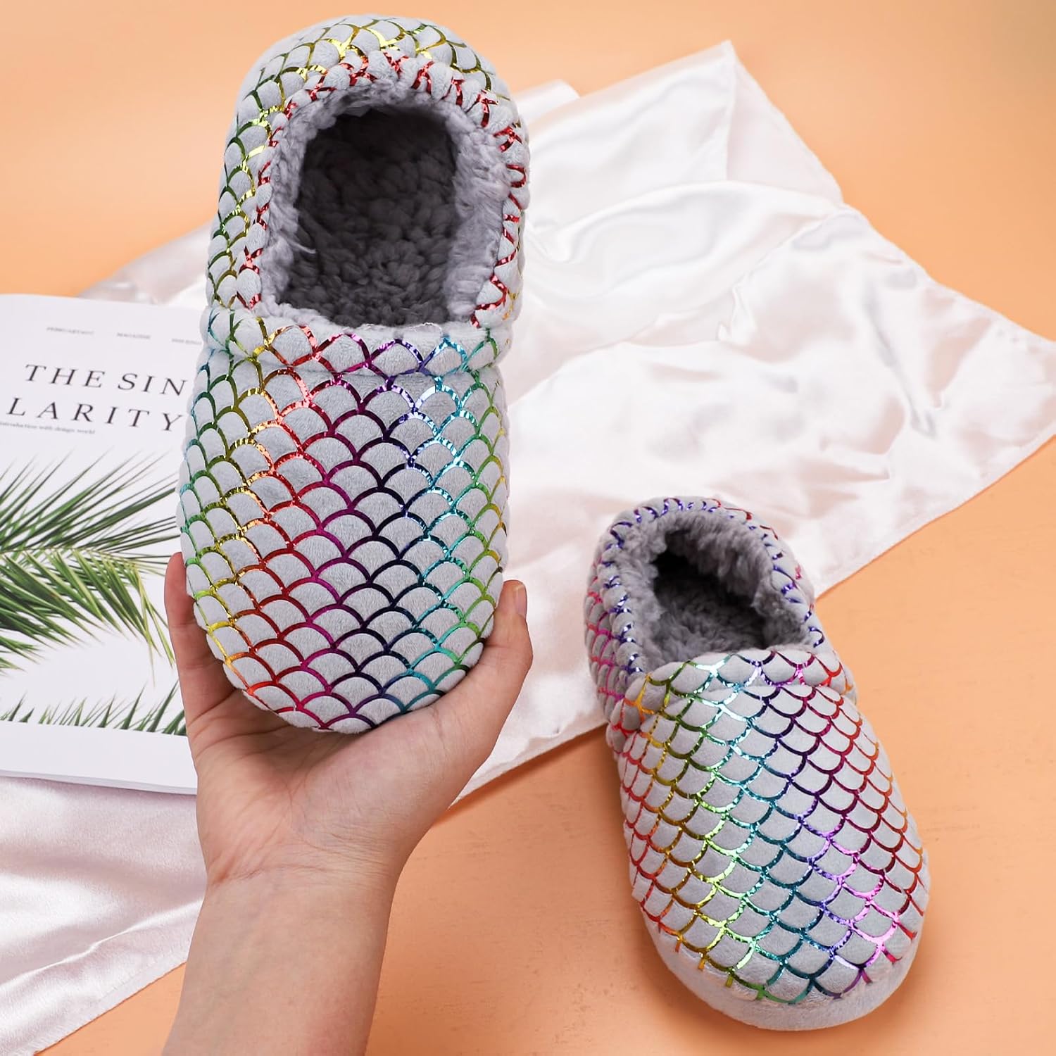 Girls Slippers Mermaid Princess No-Slip Comfy House Slippers Memory Foam House Shoes for Girls Bedroom Indoor Outdoor - Image 2