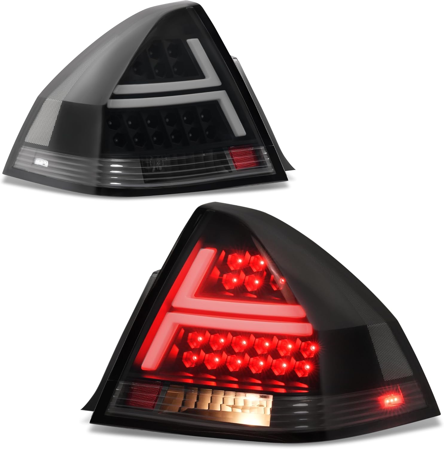 HECASA Pair LED Tail Lights Compatible with 2006-2013 Chevrolet Impala 4-Door 2014-2016 Chevrolet Impala Limited 4-Door Tube Bar Brake Rear Lamp Smoke Lens Black Housing Driver & Passenger Side