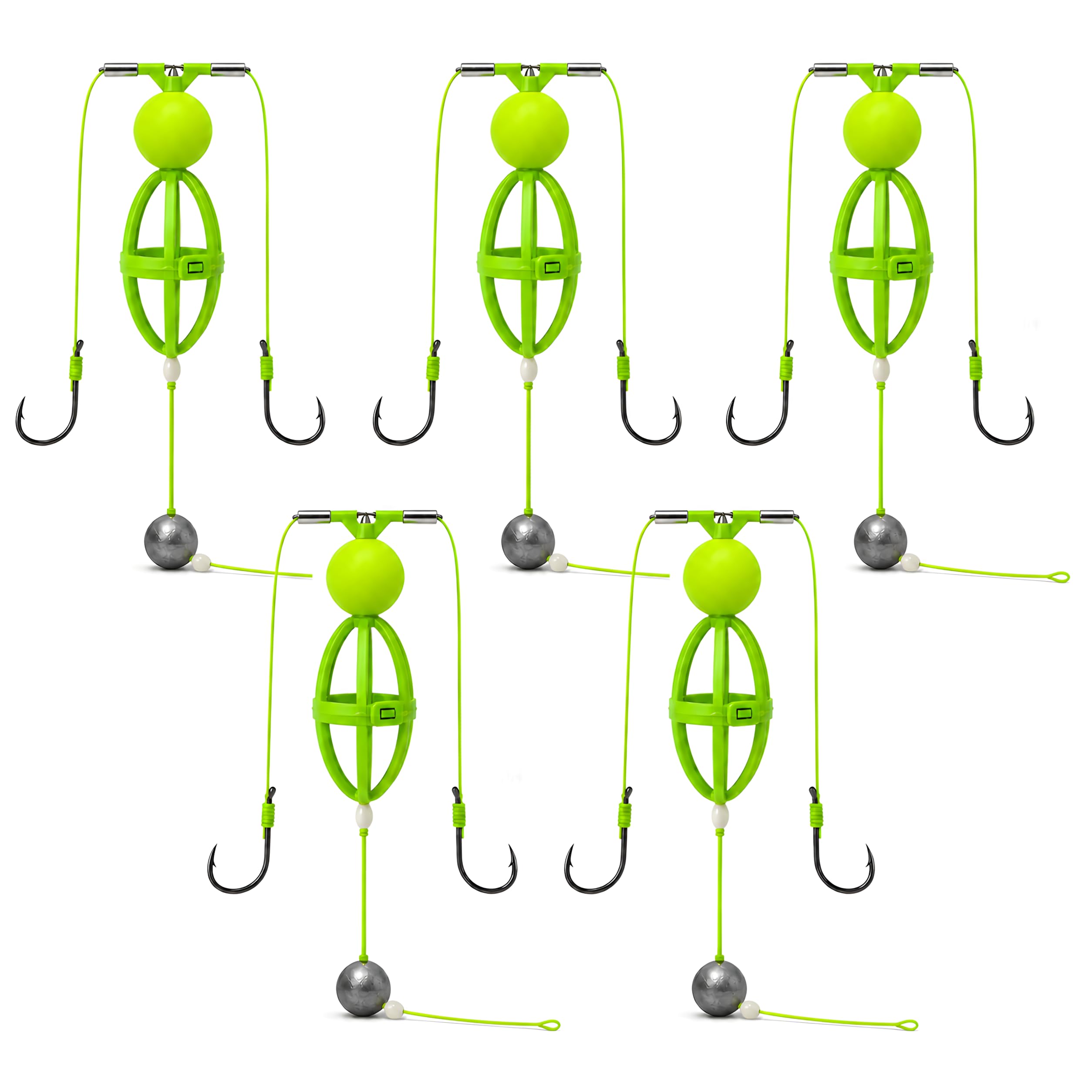 Tangle-Free Bottom-Up Feeder Basket, Carp Rig with Bait Cage (5PCS,#13)