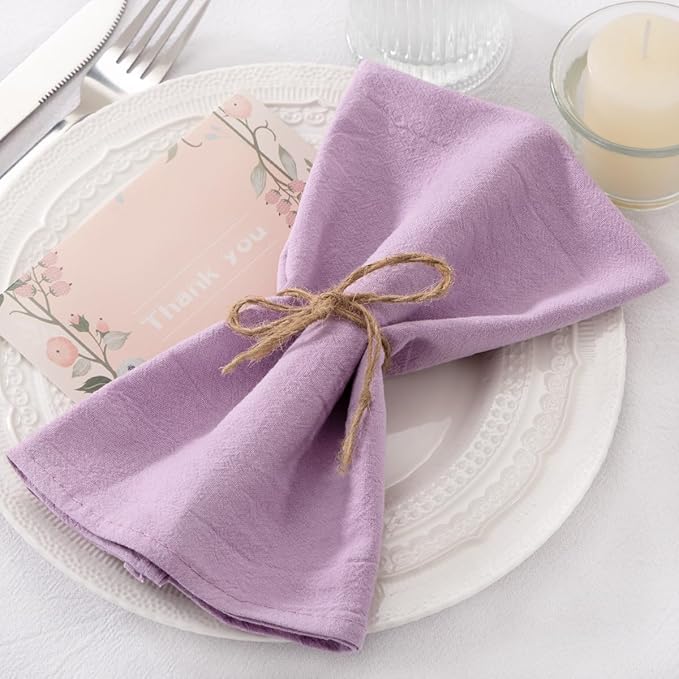 Servilletas de Tela LINXTAR Lila Algodón Set de 6 43x43 cm Lavables miniatura 6