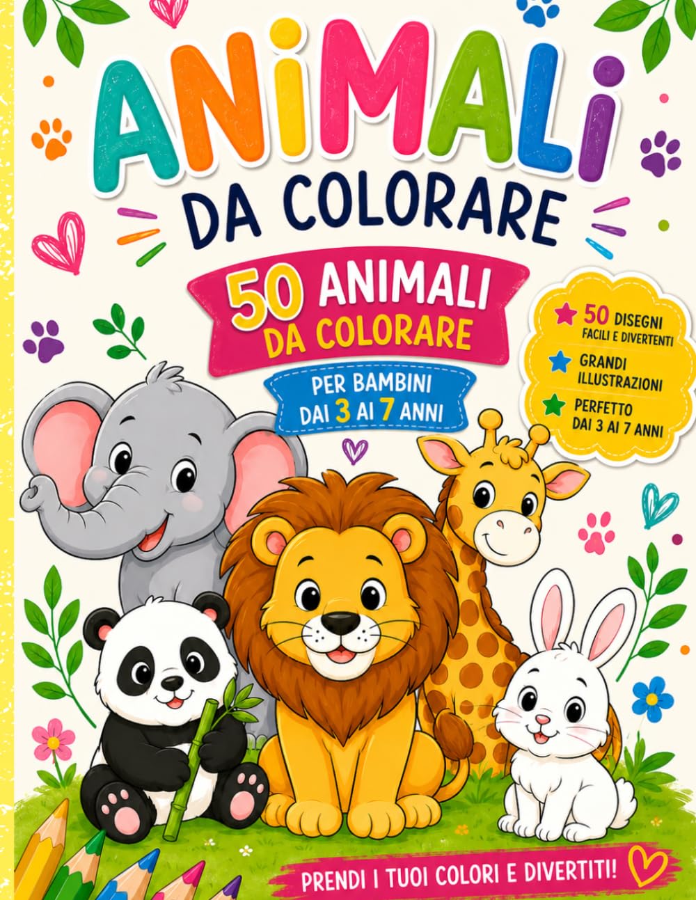 Animali da colorare: Libro per bambini età 3-6