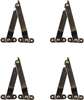4 Pcs Small Antique Brass Lid Folding Support Hinges - Functional and Stylish Lid Stay Hinges for Wooden Boxes, Jewelry Cases, and Chests
