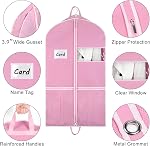 Zilink 43" Garment Bags for Travel for Women Carry on Suit Bags for Travel and Storage Gusseted Hanging Garment Bags with Handles for Coats, Jackets, Shirts,Dresses, Pink