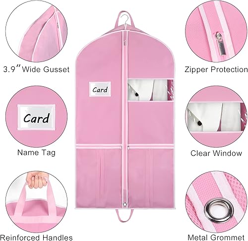 Miniatura 4 de Zilink Bolsas de ropa de viaje de 43 pulgadas para mujer, bolsas de traje para viajes y almacenamiento, bolsas de ropa colgantes reforzadas con asas