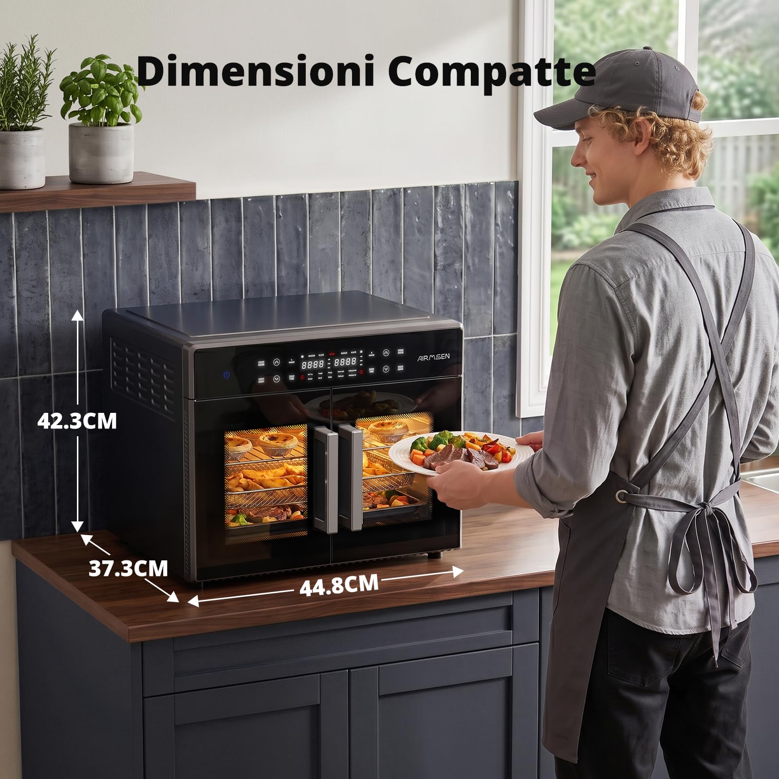 AIRMSEN Forno Friggitrice ad Aria Doppia Porta, 10-in-1 Multifunzione, 30L