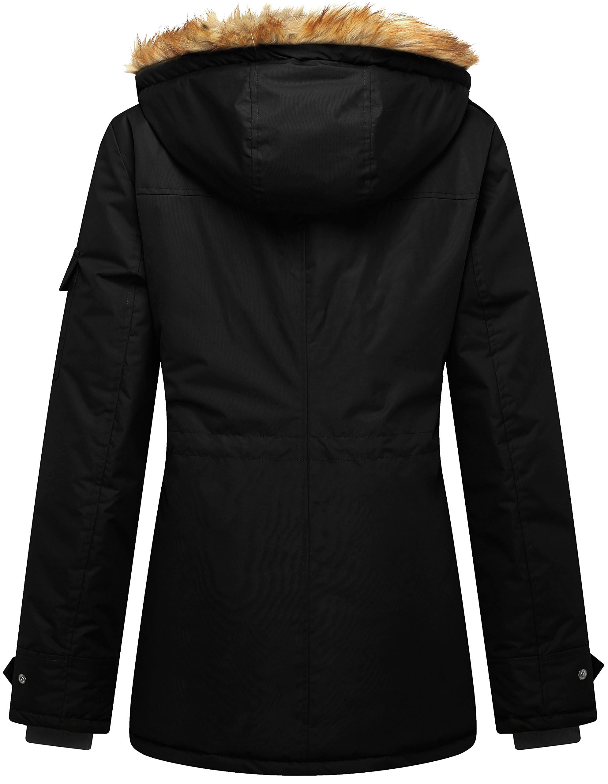 Wantdo Giacca Caldo Invernale Antivento Cappotto con Cappuccio Rimovibile in Pelliccia Parka Slim Fit Giubbotto Idrorepellente Outdoor Donna