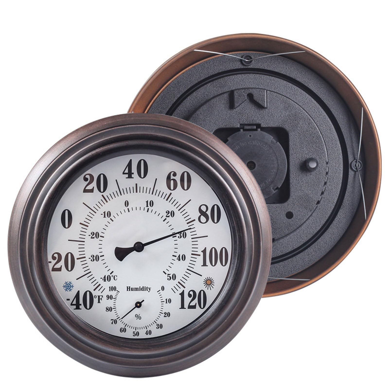 2-in-1-Temperatur und Luftfeuchtigkeitsmesser, keine Batterie erforderlich, Hygrometer, rund, 7, Zoll, für Zuhause, Zimmer, Gefrierschrank, Gewächshaus, klassisches Thermometer für Raumtemperatur