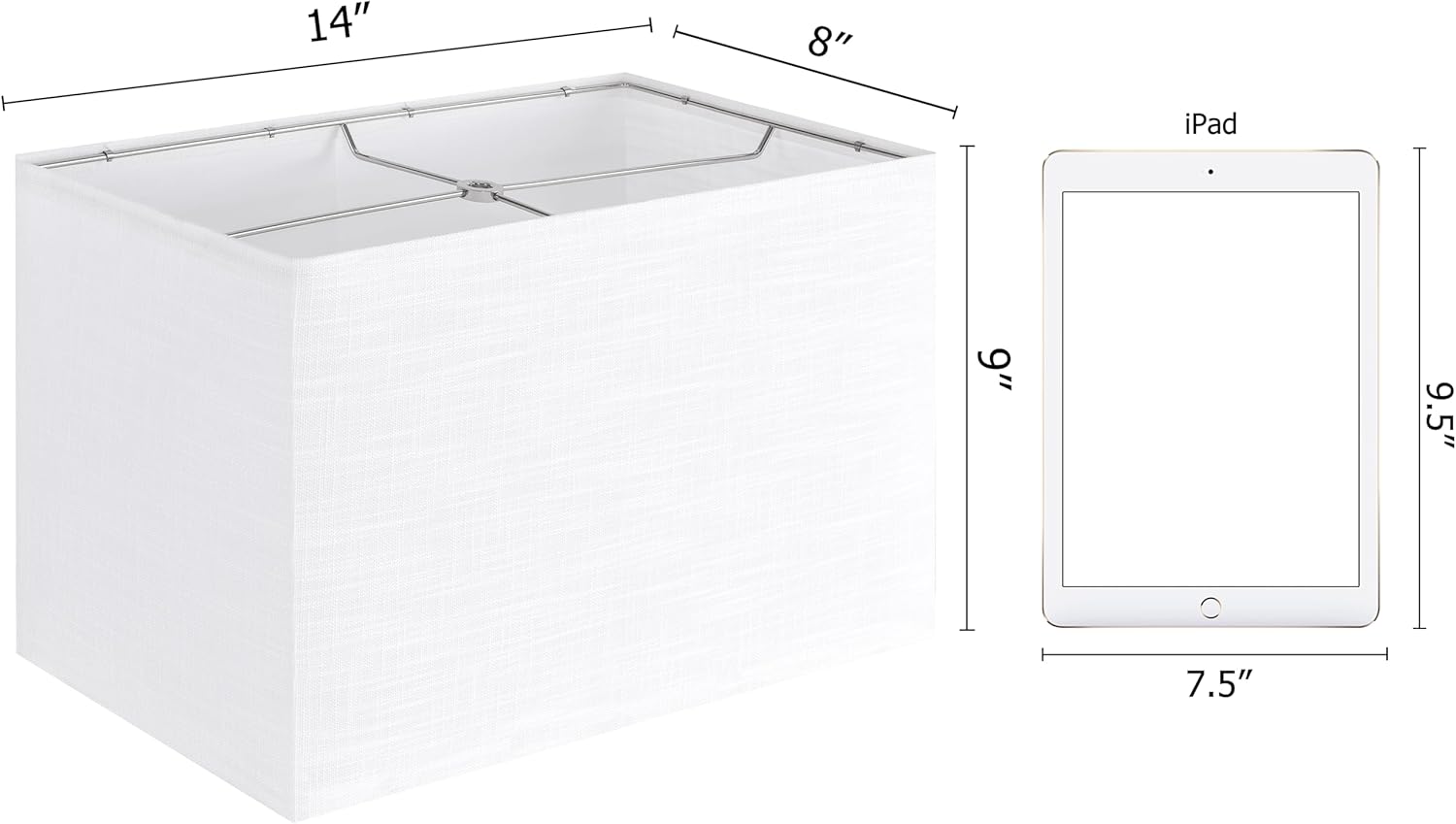 GOSO 8×9×14 IN (Spider) White Linen Texture Rectangle Lamp Shades Set of 2 Medium Rectangular for Table Lamps Floor Lamps Modern Square Lamp Shades Replacement,Assembly Required Foldable