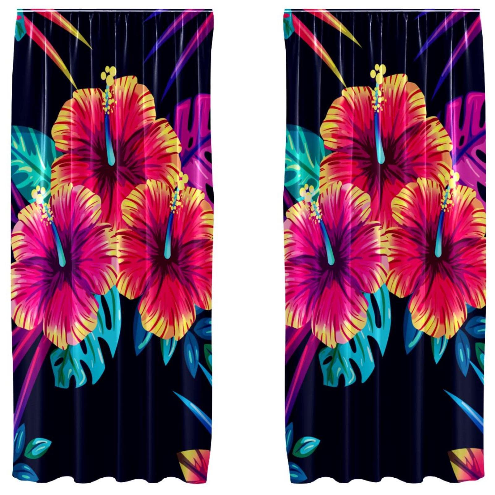 Rideaux fleurs tropicales violettes 139.7x213.4cm habillage de fenêtre occultation douce de salon