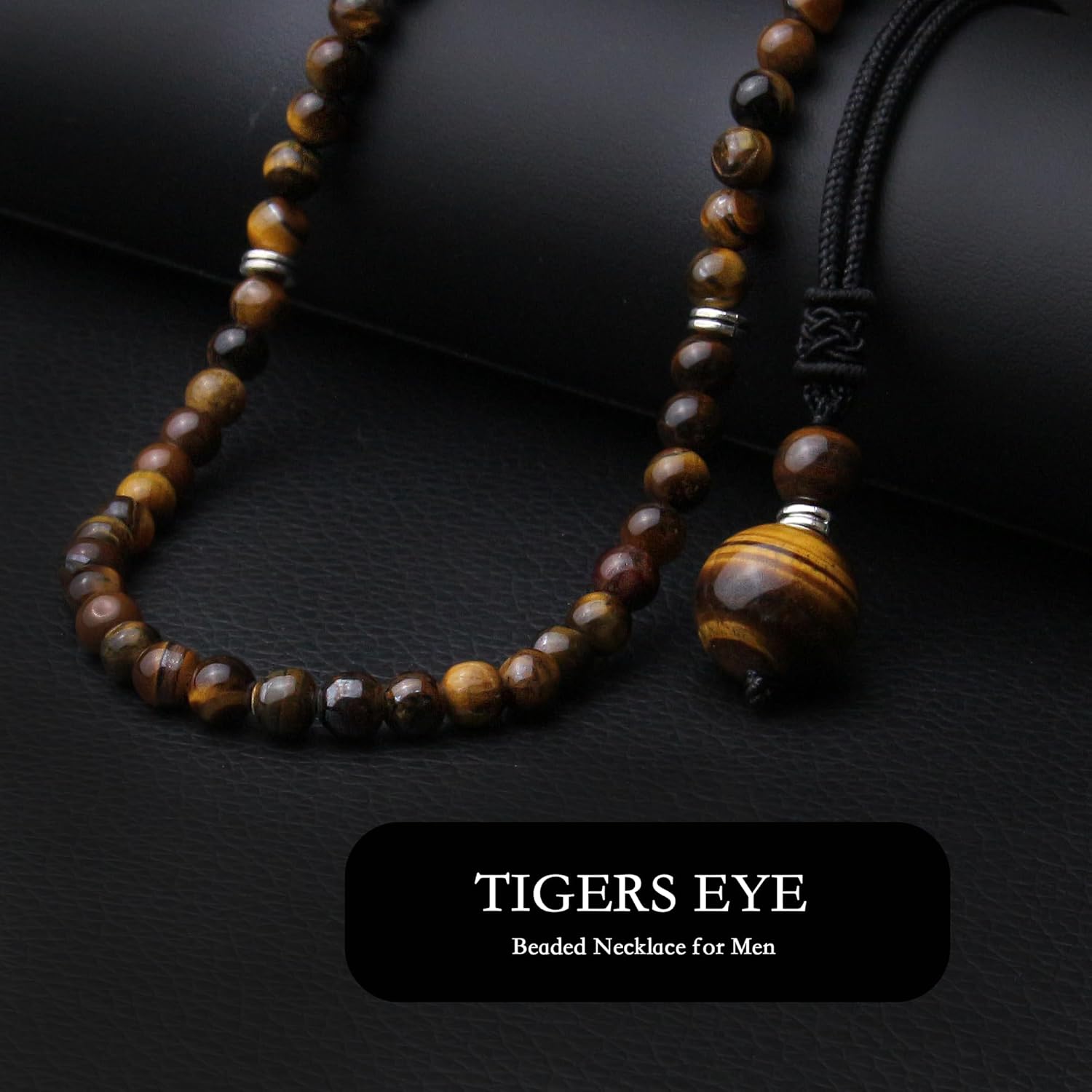 2Pcs Beaded Necklace for Men - Protection Necklace Men Choker Necklaces Obsidian Beads Pendant Jewelry Gifts for Men - Image 5