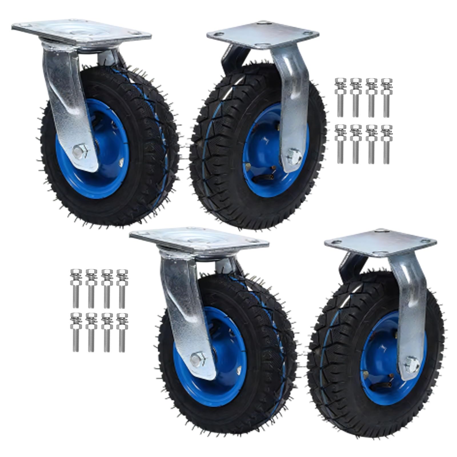 Roulettes robustes en caoutchouc lot de 4 diamètres 150 à 250 mm pour chariot