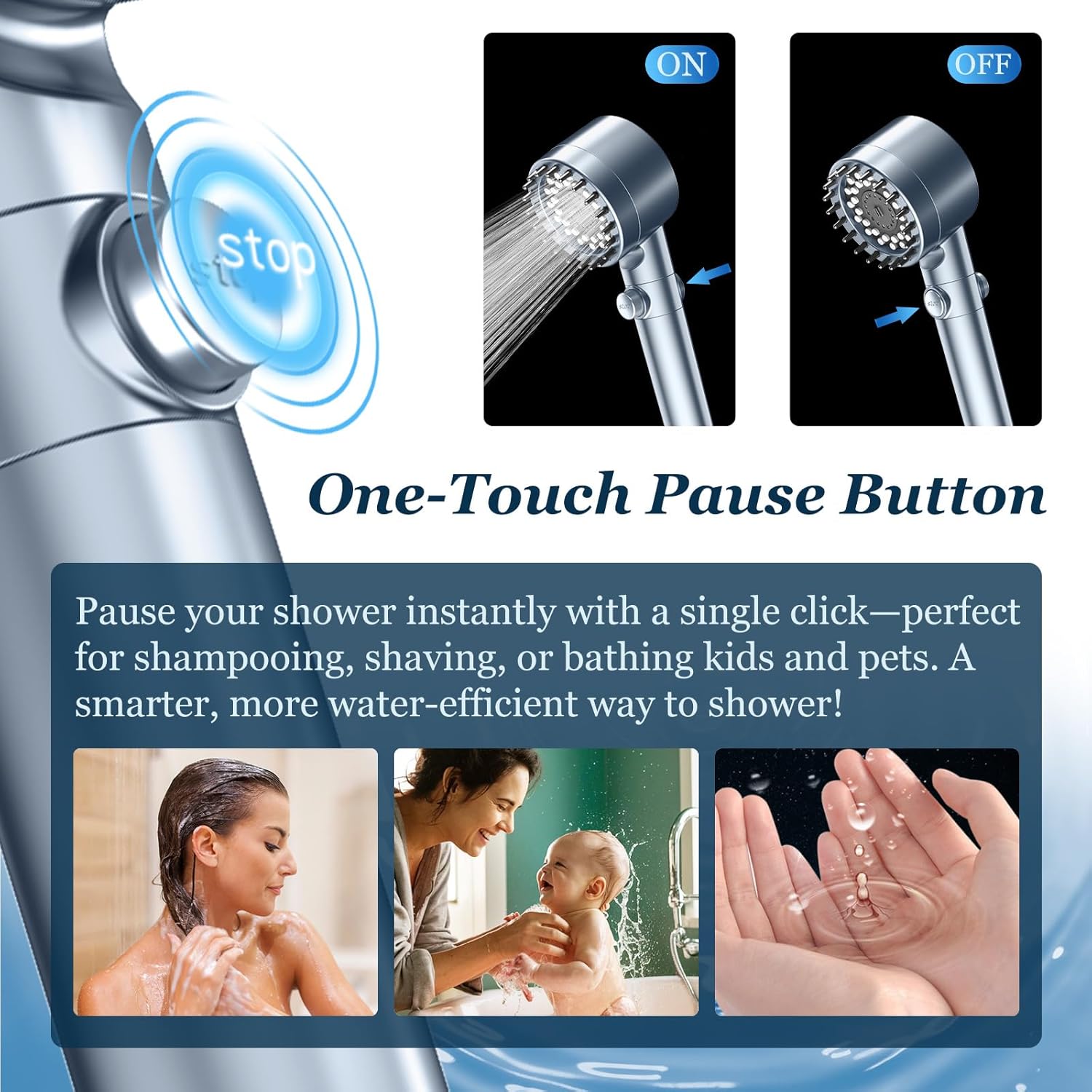 ed Shower Head with Handheld, High Prure 4 Spray