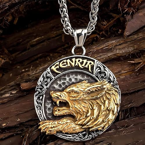 Vista 5 de PBTMCD Collar con colgante de acero de titanio con símbolos vikingos, regalos vikingos vintage únicos para hombres, mitología nórdica, amuleto