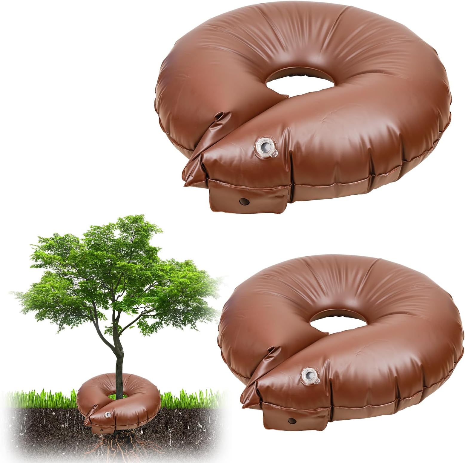 2pcs Tree Watering Bags, 15 Gallon Thickened Automatic Tree Watering Ring Plant Drip Irrigation Bag Water Planting Bag Sapling Water Ring for Small Trees Shrubs
