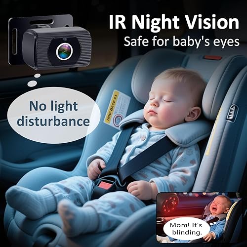 Miniatura 5 de 2-Kids Baby Car Camera for Seat Pantalla ultraancha de 6.9 pulgadas con dos cámaras orientadas hacia atrás - Cámara de asiento trasero alimentada