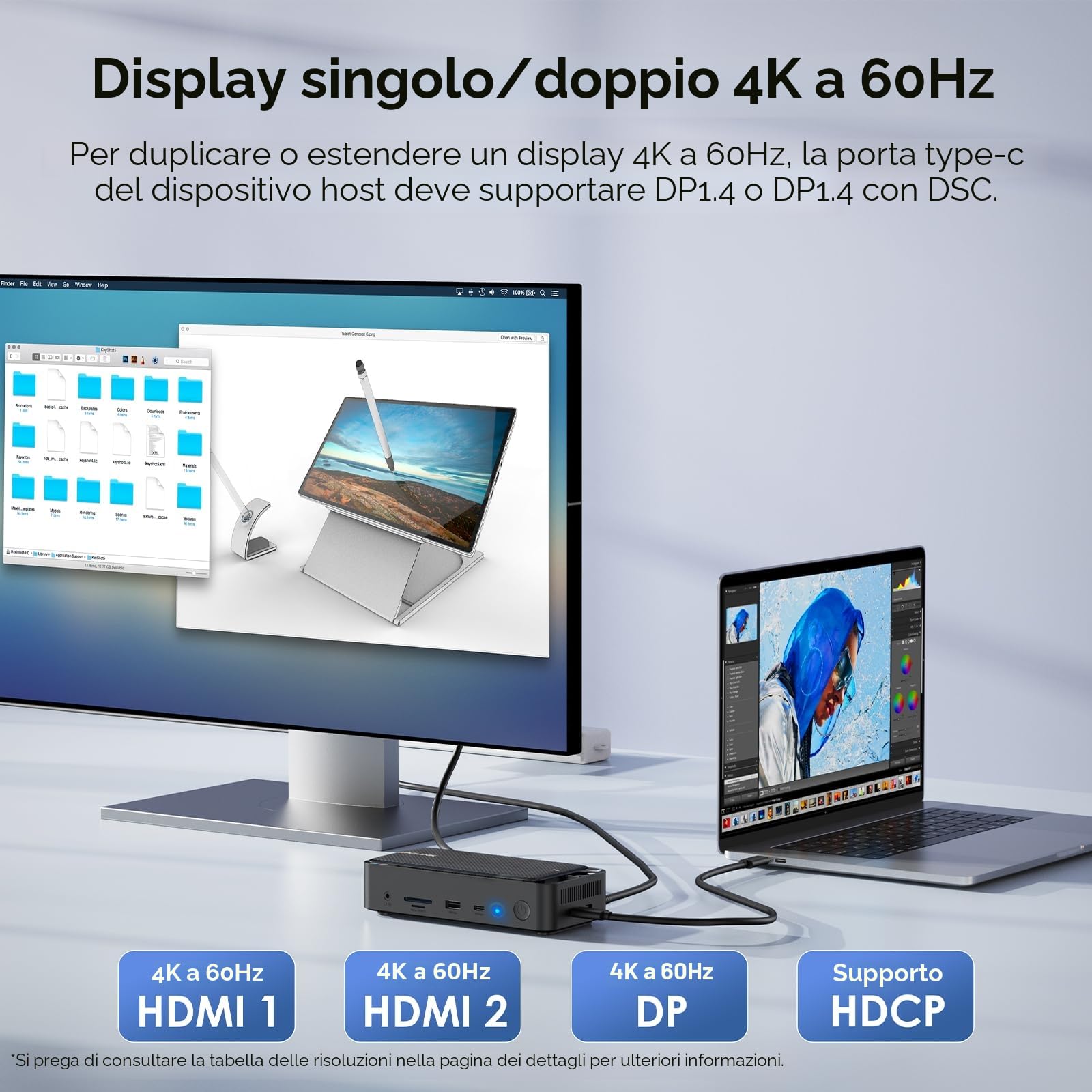WAVLINK Triple Display Dock, Hub 13-In-1 di tipo C 10Gbps con alloggiamento SSD M.2 PCIe/SATA, supporto 100W PD, 4K@60Hz HDMI/DP, USB C/USB-A Gen 3.2/3.1, SD/TF, Gigabit RJ45 per Windows, Mac OS