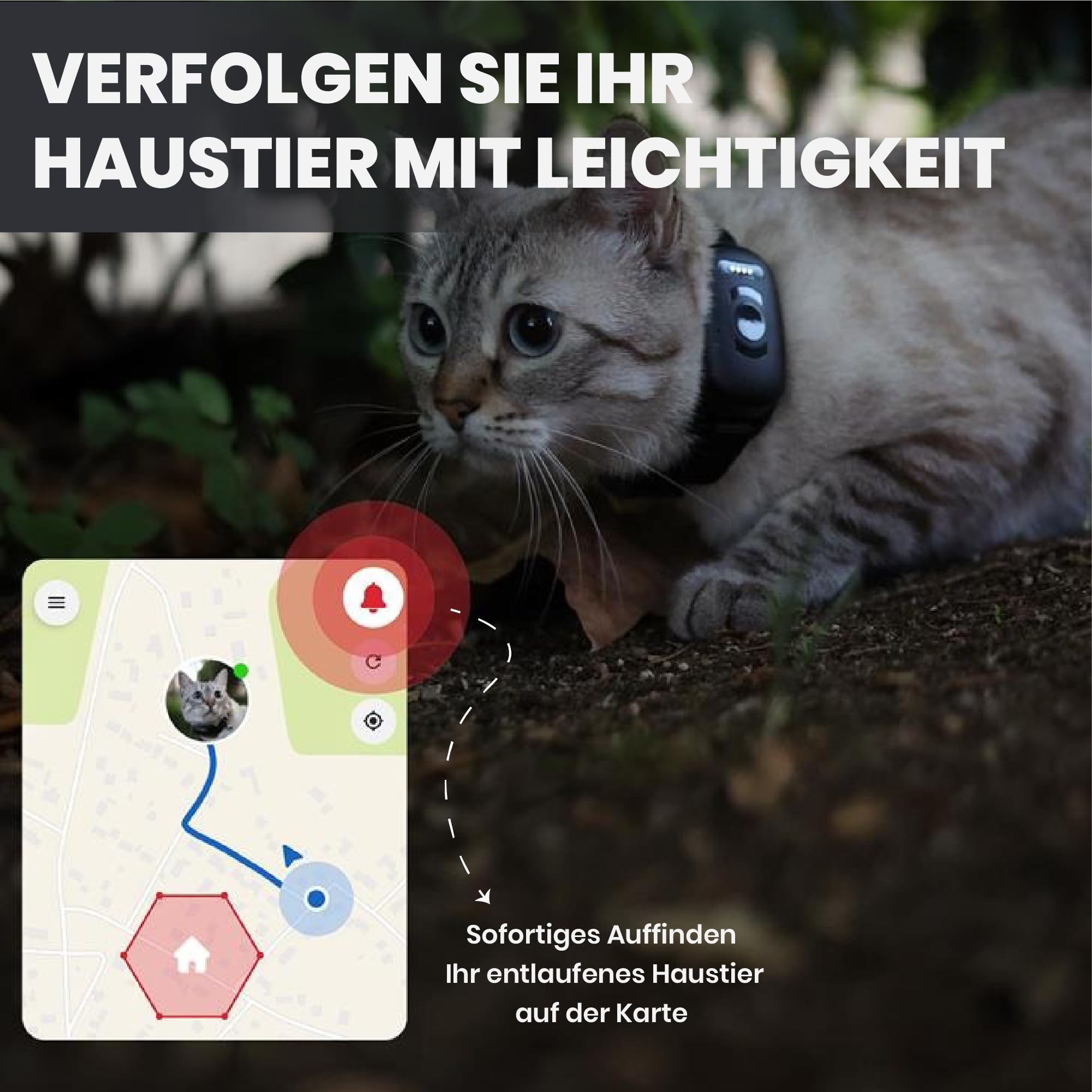 MiniFinder Atto Pro GPS Tracker Hund Echtzeit-Ortung, Hunde GPS Tracker mit integrierter SIM Virtuellem Zaun Escape-Alarm, Wetterfest 35h Akku GPS Ortung Haustier
