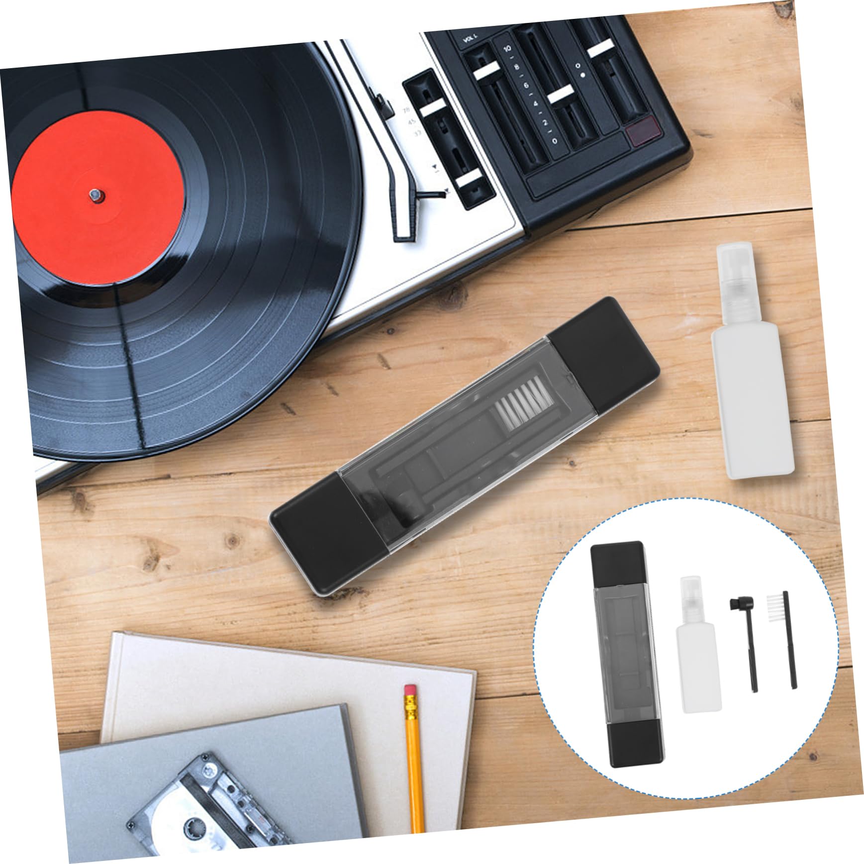 Brosse de Nettoyage pour Disques Vinyles et CD Protège Les Disques et Ensemble 1 Set Liquide et Éponge Prolonge la Durée de Vie du Stylet