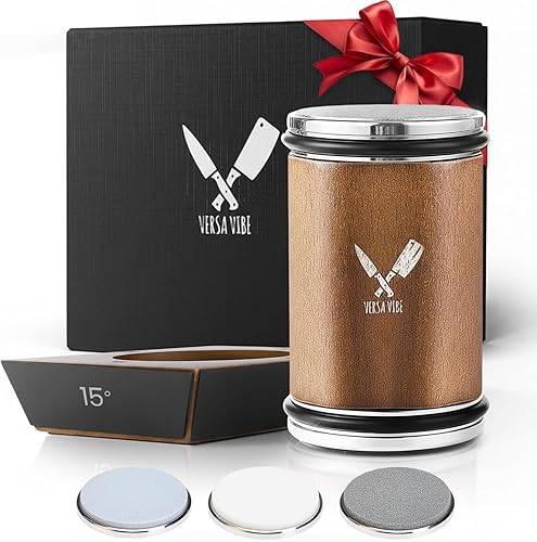 Upgraded Heavy Dutty Rolling Knife Sharpener Kit - 4 Angles - 600,1000 Daimond & 6000 Grit Replacement Disc | 4 Adjustable Angles | Knife Sharpening Kit for All Kitchen & Chef Knives