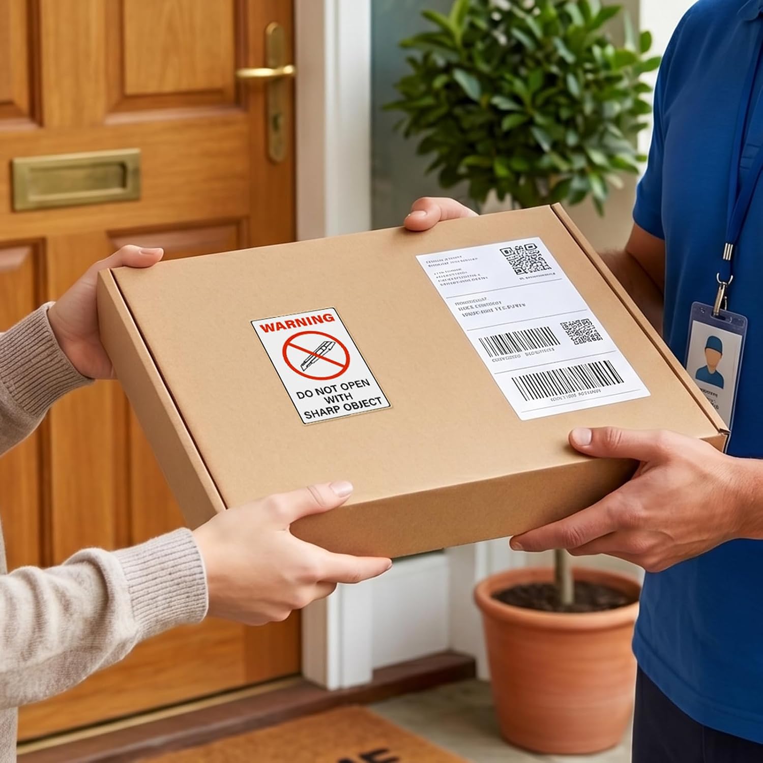 500PCS Do Not Open with Sharp Object Stickers Roll 3 x 2 Inch Self-Adhesive Waterproof Vinyl Tear-Resistant Handling Labels for Packages Shipping Packing Moving Storage