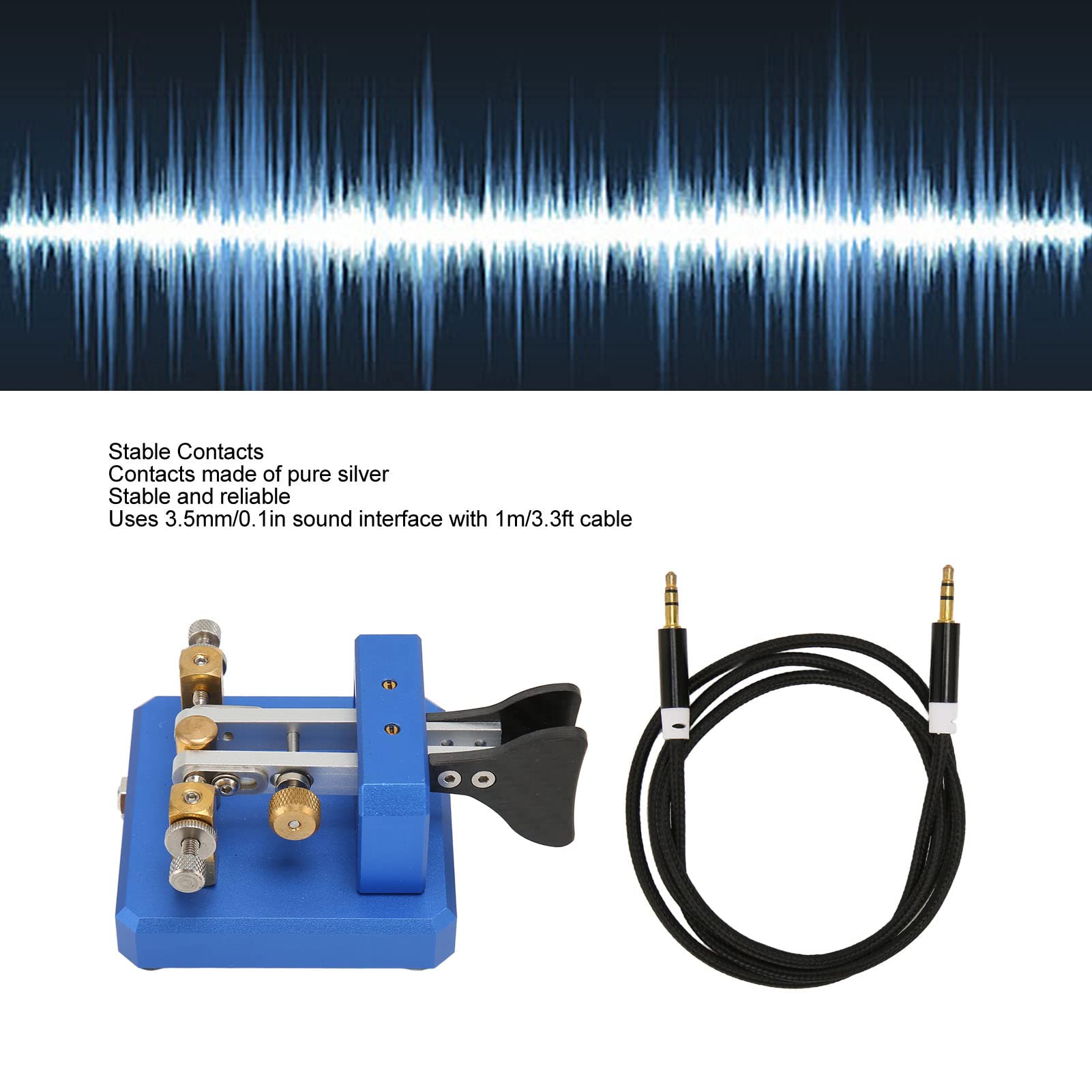 Lambic Double Paddle Morse Code Key, Portable CW Telegraph Key for Camping Indoor (Blu scuro)