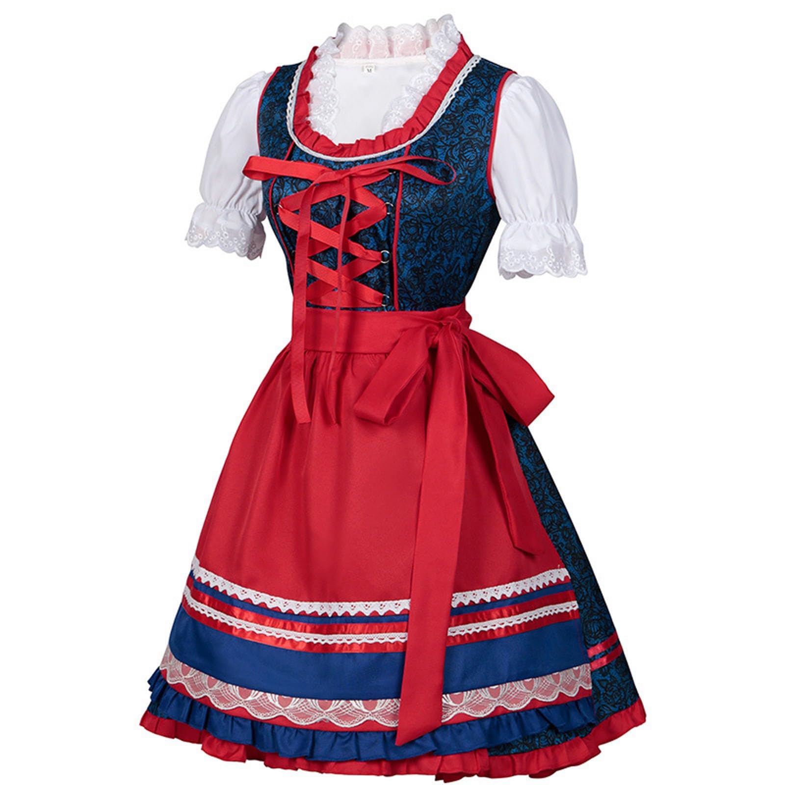 Dirndl Damen midi Trachtenkleid Trachtenmode Trachtenrock Kleid, Party Tanzkostüm Dirndl Damen Mini Trachtenkleid für Oktoberfest Trachtenmode Dirndl midi günstig S-5XL