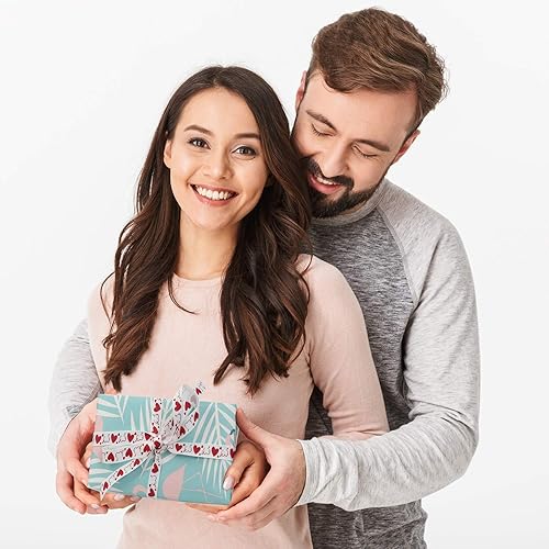 Miniatura 9 de MEEDEE - Cinta de grogrén para el día de San Valentín de 38 pulgadas, 6 rollos de cinta de corazón rojo y negro de 30 yardas para manualidades,