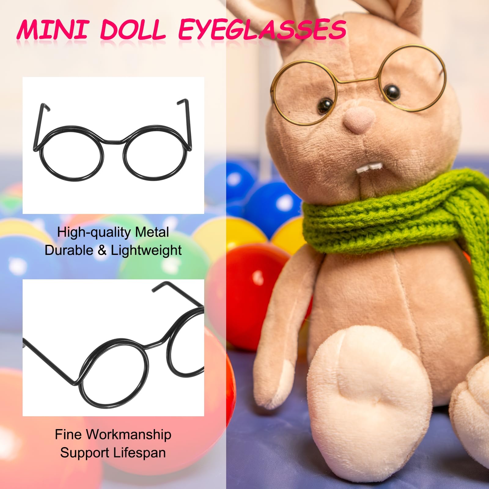 PATIKIL 1.26" Mini Doll Eyeglasses - Image 3
