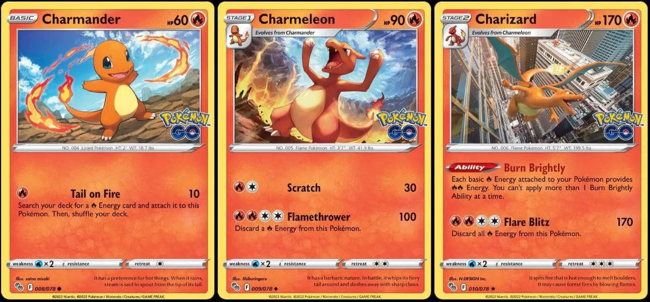 Pokemon Charizard 010/078 - Go - Foil - Evolution Card Lot - Charmeleon Charmander