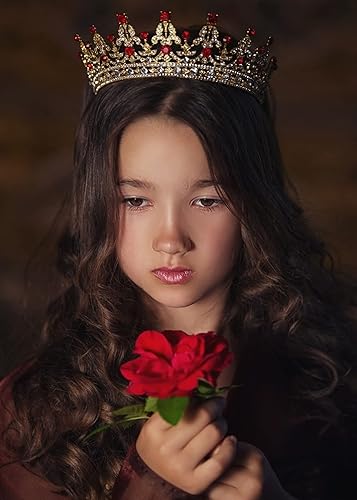 Miniatura 3 de COCIDE - Tiara y corona de oro oscuro para mujer, coronas de boda de cristal para novias con peine para mujeres, diadema para niñas con diamantes de