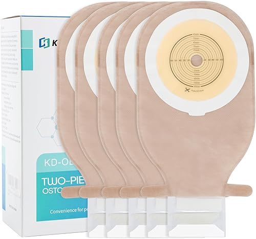 25 bolsas de colostomía, suministros de ostomía, bolsa de ostomía drenable de una pieza con gancho y bucle para el cuidado del estoma de ileostomía