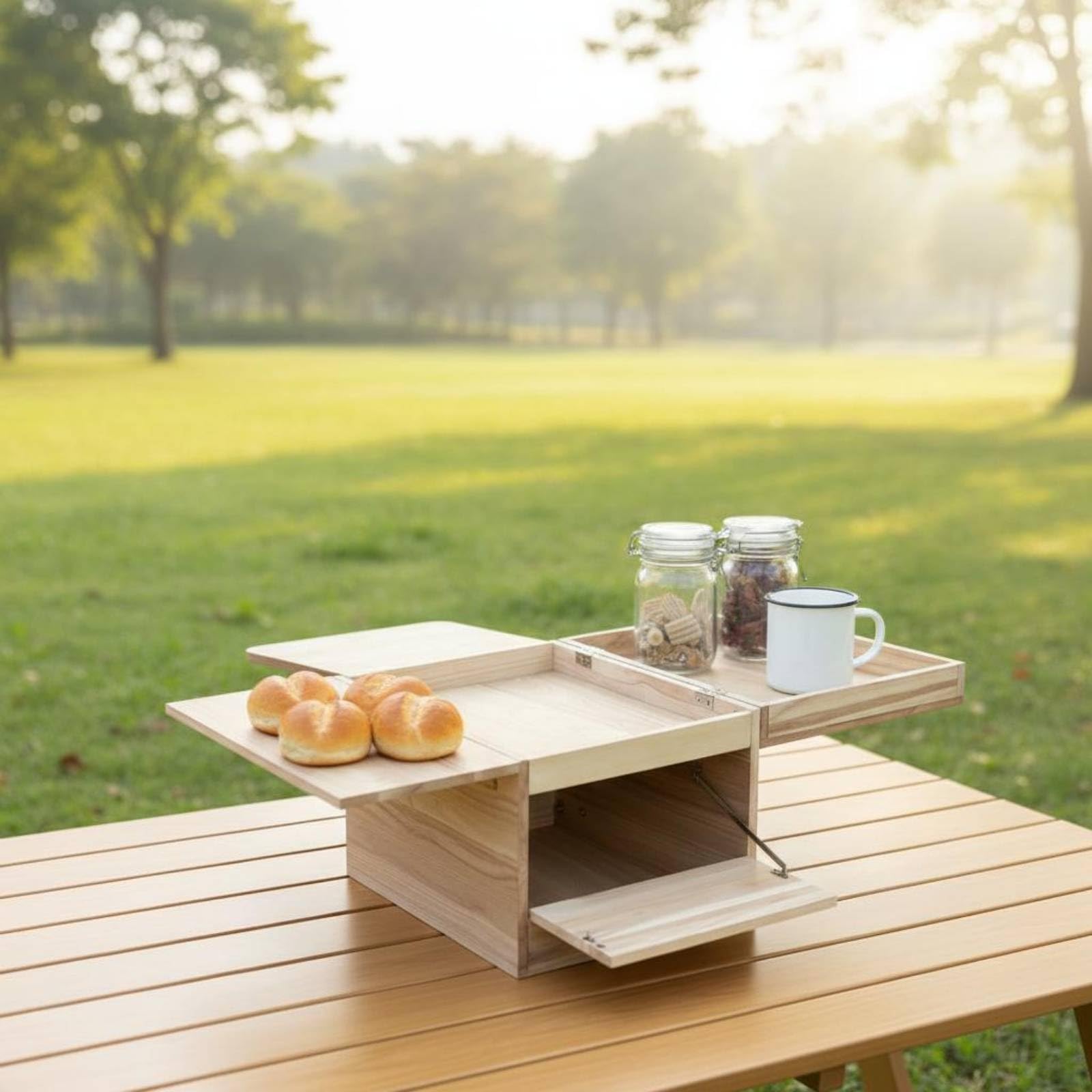 LOOM TREE® Natural Finish Portable Wooden Box Metal Hardware