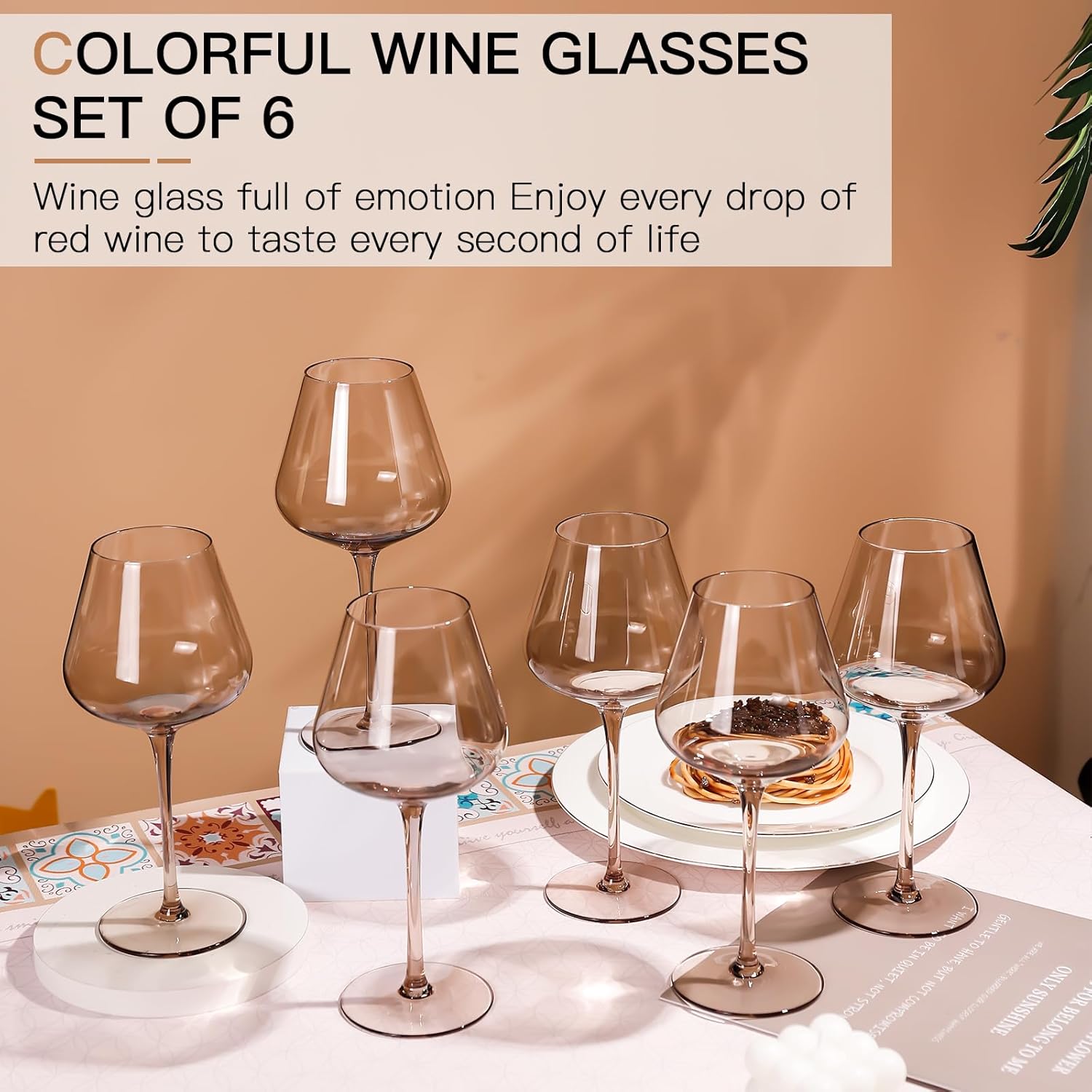 Smokey Grey Wine Glasses Set of 6 - Crystal Hand Blown Burgundy Wine Glasses 18oz Lead-Free, Perfect Gifts for Wine Lover, Bar glasses sets for the home, Wedding, New Year Gifts - Image 7