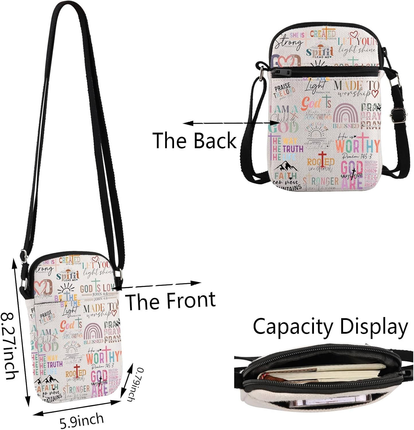 TSOTMO Religious Gift The Way The Truth The Life Christian Crossbody Bag Bible Verse Gift Inspirational Gift for Women