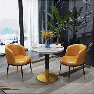 SaryEdge Juego de 2 mesas y sillas nórdicas Modernas y Minimalistas para Sala de Estar, Mesa Redonda y Silla combinadas, Muebles de Cocina, Color Azul Cielo.(