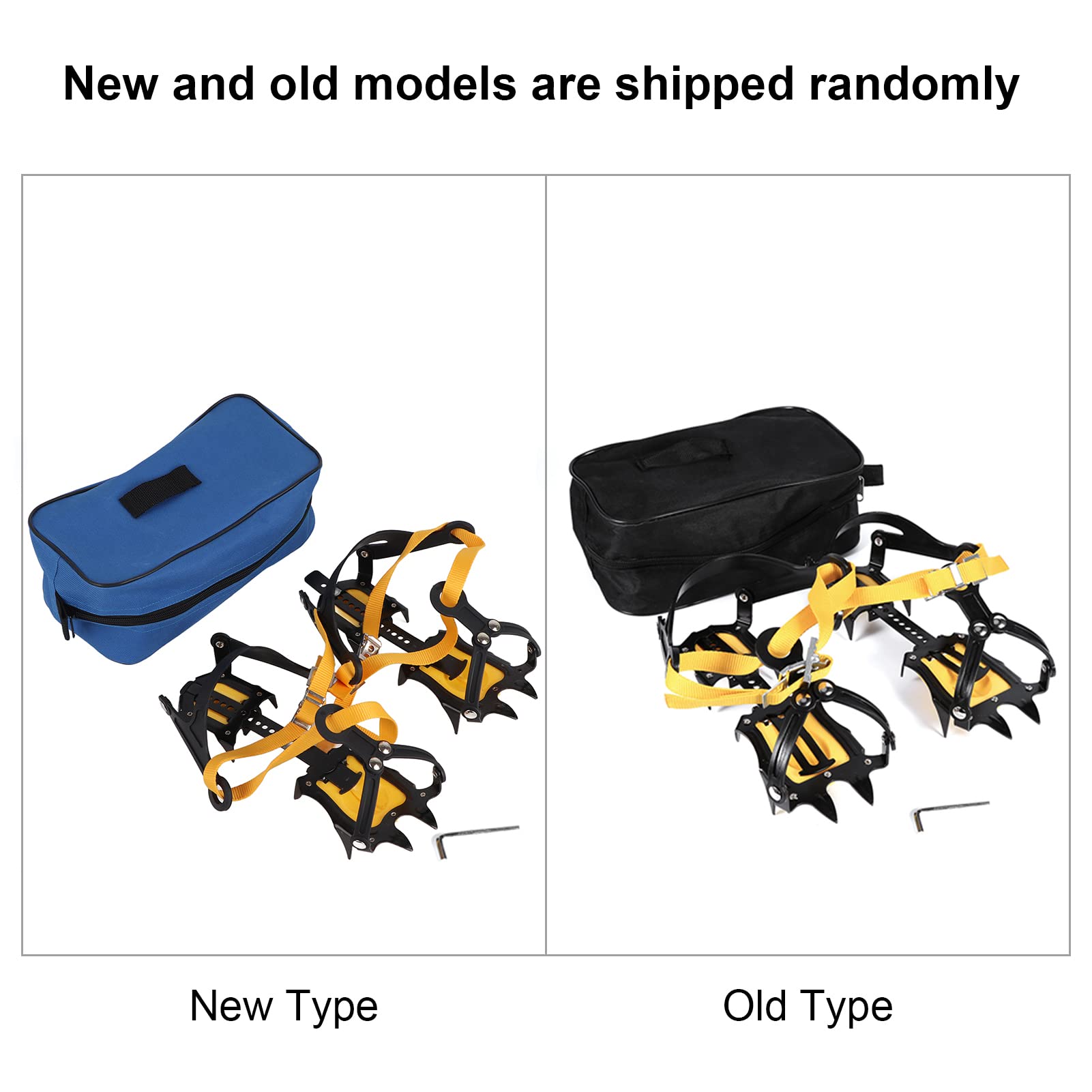 Yuecoom 10 Teeth Crampons Ice Crampons Snow Skid Spikes, Ice Grips Slip Resistant Cleats for Hiking