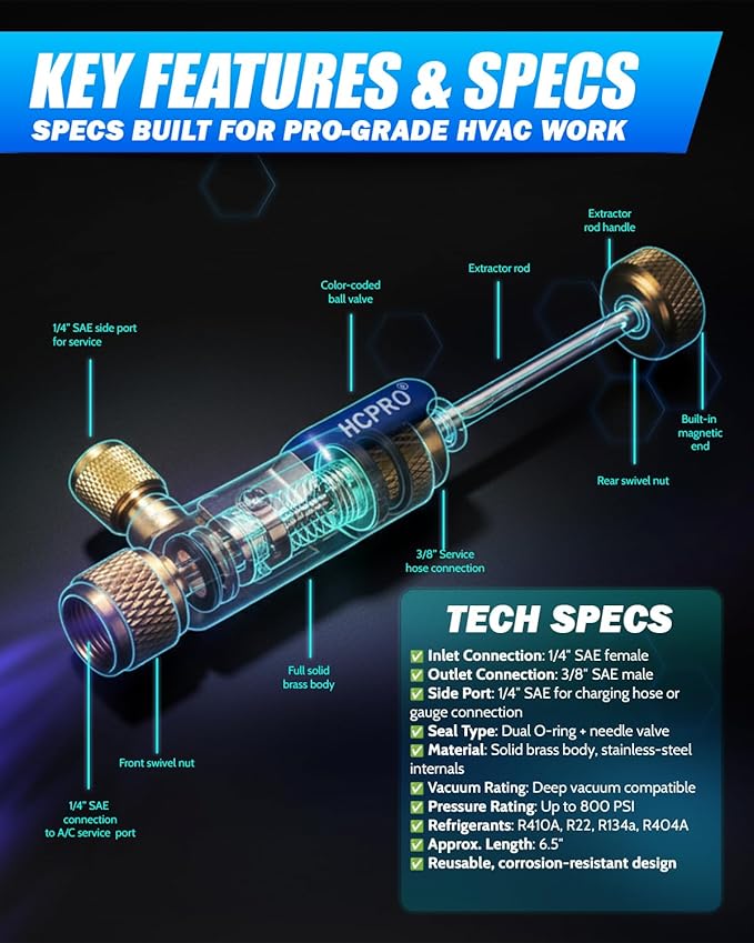 Herramienta de Extracción de Núcleo de Válvula HVAC HCPRO HCEVCK438 miniatura 4