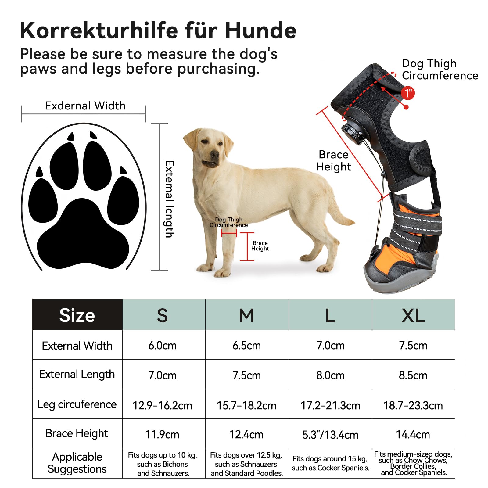 Ayuda correctiva para perros articulaciones zapatos ortopédicos elevador de pies para perros ayuda correctiva para problemas de pies elevador seguro mejora la marcha y el funcionamiento XL