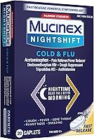 Vista 20 de Mucinex Nightshift para resfriado y gripe, potente alivio nocturno multisíntoma, 20 cápsulas de liberación rápida, analgésico/reductor de fiebre