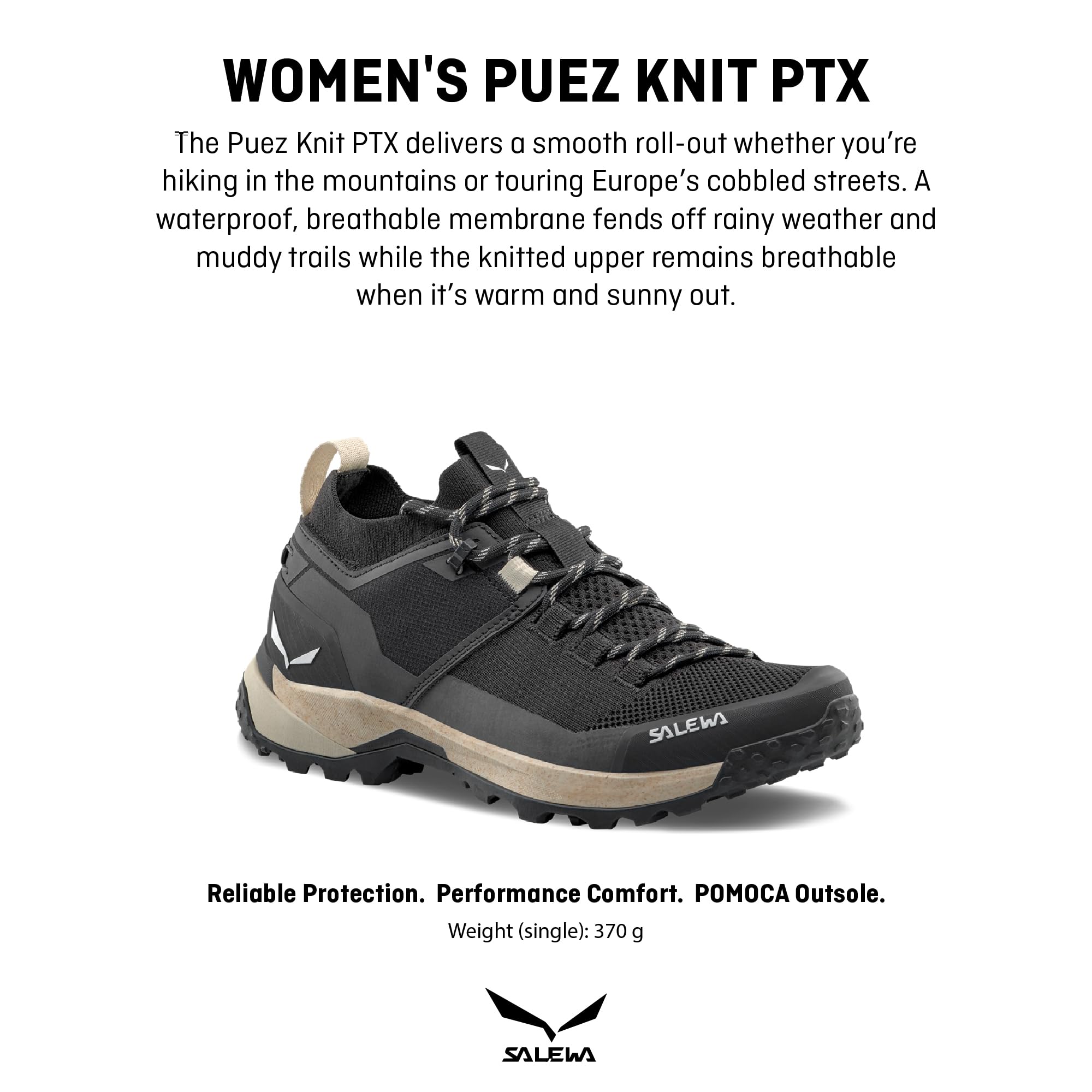 Salewa PUEZ 2 KNIT PTX W, 8,5, czarny/czarny