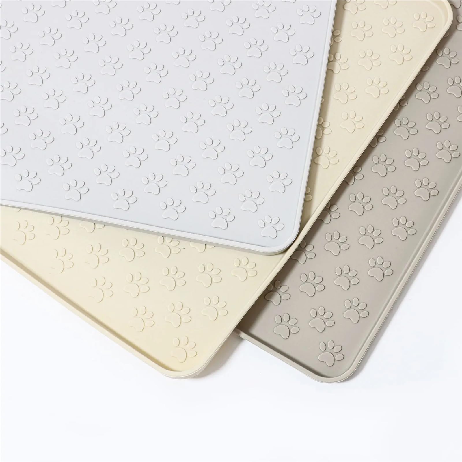 Futtermatten für Haustiere Leicht zu reinigende, rechteckige Futtermatte for Katzen und Hunde mit erhöhten Kanten wasserdichte(Khaki-1pc)