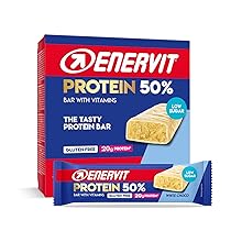Enervit, Protein Bar 50% White Choco, Barrette Proteiche, 20g di Proteine, Low Sugar, con Vitamina D e B6, Gusto Cioccolato Bianco, Per il Recupero Dopo lo Sport, Senza Glutine, 12 Barrette da 40g