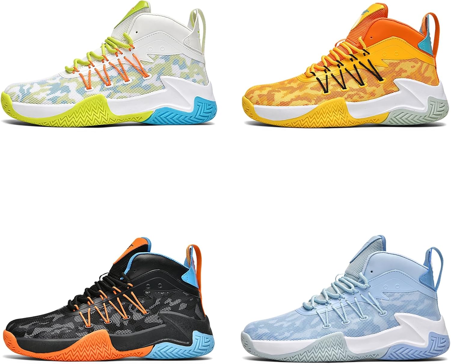 Men's Anti-Slip Shock-Absorbing Breathable Lace-Up High-Top Basketball Shoes Mesh Lightweight Casual Sports Shoes Suitable for Daily Outdoor Sports
