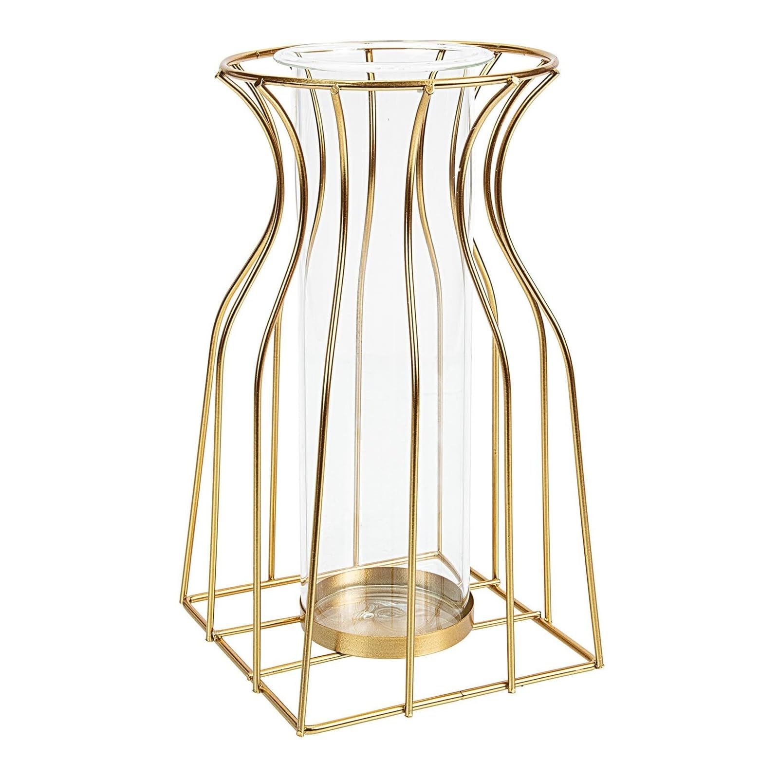 Unique Flower Vase With Iron Stand Geometric Desktop For Dry Flowers Home Décor Centerpiece Aesthetic Room Decor