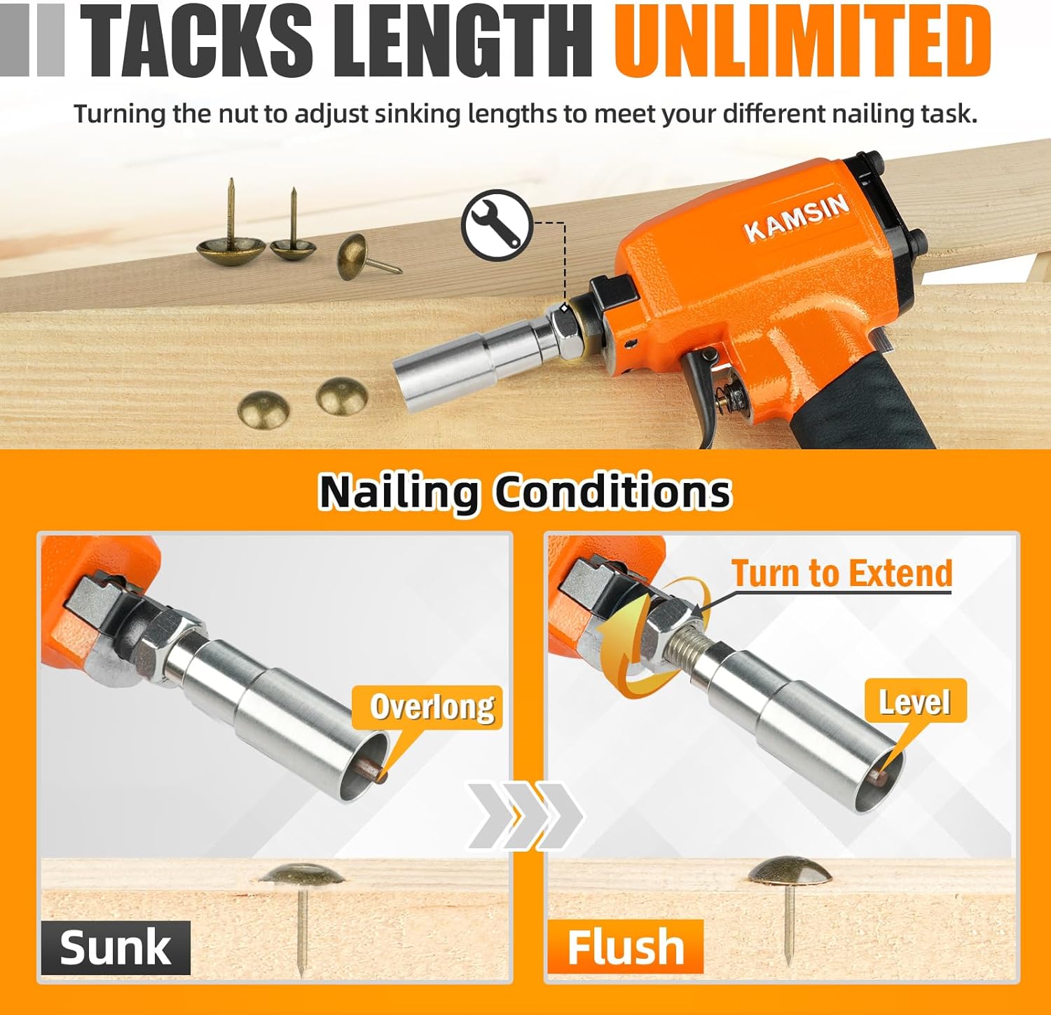 1620 Pneumatic Deco Nail Gun 41/64 Inch (16.2mm) Head Diameter Air Power Tack Nail Gun Finish Nailer Deco Tacks Gun for Upholstering, Sofa Leather, Furniture