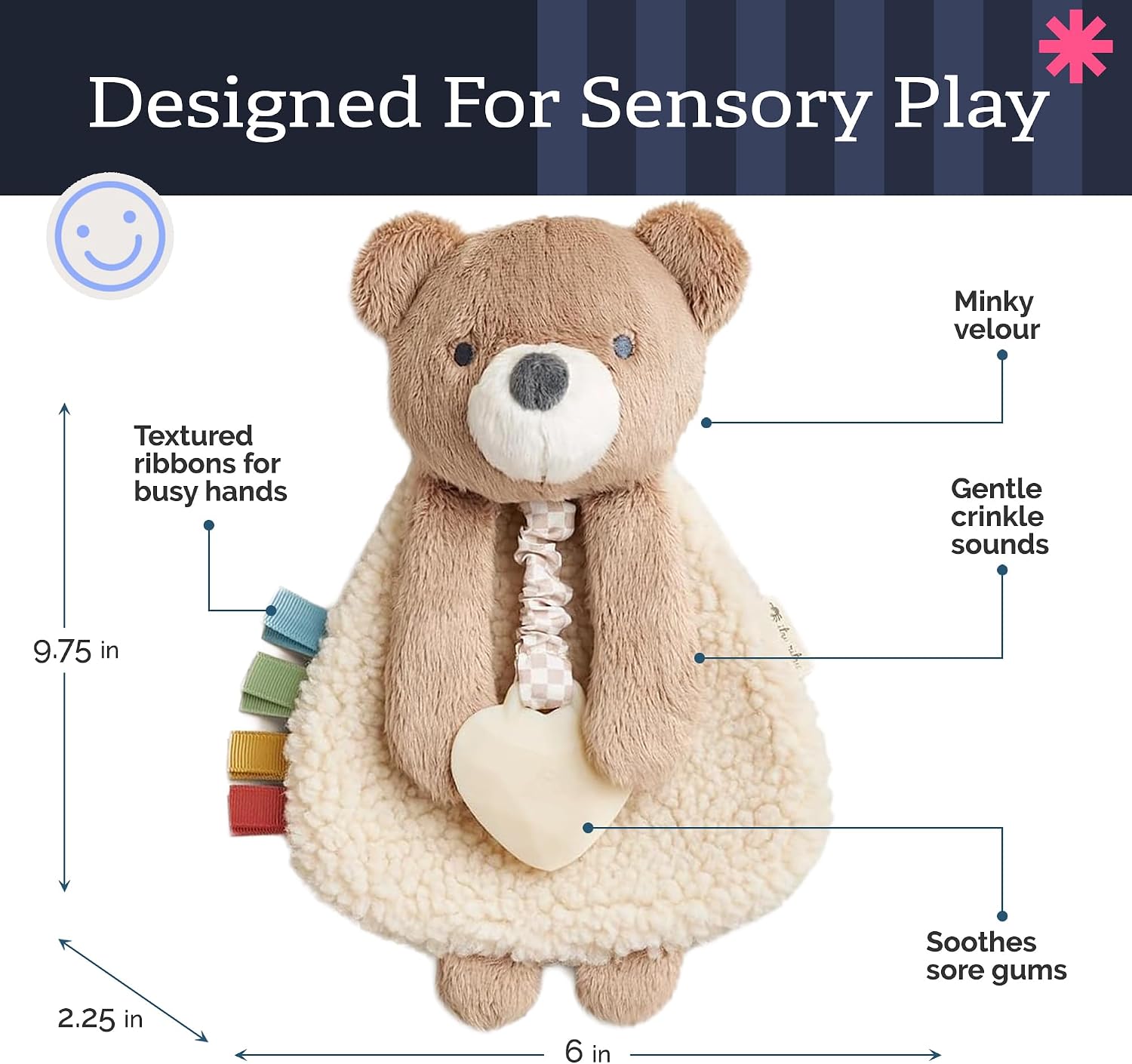 Itzy Ritzy Lovey Including Teether, Teething Relief, 0 Months & Up (Bear) image 3